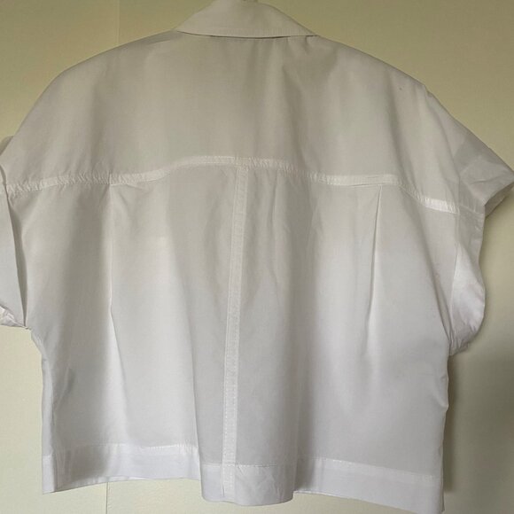 Blouse blanche manches courtes en popeline de type "Crop" - Picture 4 of 4